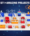 Kids Electronics Exploration Kit With Over 671 Circuit Projects And Physics Experiments board with colorful components