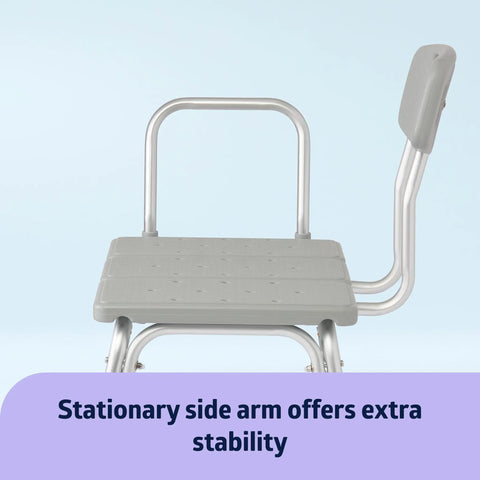 Transfer Bench Shower Chair With Backrest Adjustable Seat From 18 To 22.5 Inches Durable Aluminum Frame Supports Up To 400 Lbs