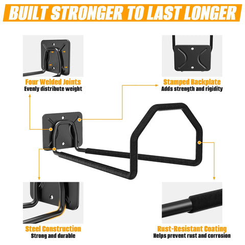 Detailed view of Badass Heavy Duty Garage Storage Hooks showing steel construction, welded joints, and rust-resistant coating.