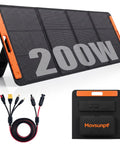 200W Portable Solar Panel Foldable Charger With ETFE Laminate for camping, RV life, and outdoor use, with connectors