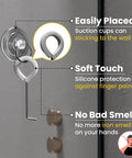 Slick Steel Shower Drain Hook With Soft Silicone Grips And Easy Pull Strip Feature For Hassle Free Drain Cover Removal Plus Linear Grate Extraction In No Sweat Bathroom Set Gray on suction cup mount.