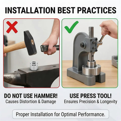 Installation best practices for Pair Of HF081412 One Way Needle Roller Bearings 8X14X12 MM using press tool for optimal performance.