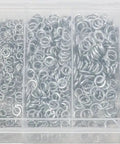 Heavy Duty Spring Washer Assortment Kit Built Tough For Garage Hustles And Auto Repair Projects Featuring Locking Discs in M3-M10 sizes, 1200 pieces.