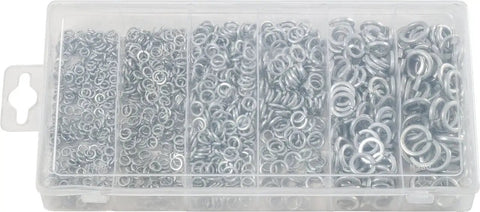 Heavy Duty Spring Washer Assortment Kit Built Tough For Garage Hustles And Auto Repair Projects Featuring Locking Discs in M3-M10 sizes, 1200 pieces.