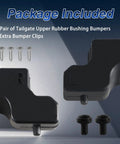 EVRBUL tailgate upper rubber bumper pair, black plastic LH/RH, includes 4 screws and 2 bumper clips