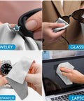 120-pack microfiber cleaning cloths, 7x6 in, two colors; used on glasses, screens, jewelry, and wristwatches