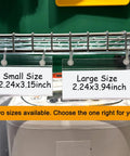 Home Run Plastic Shelf Tags With Zero Hassle Snap Hooks And Ready Paper Cards For Heavy Duty Wire Baskets To Show Price Points and Two size options displayed.