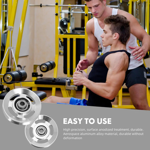 Heavy Duty Replaceable Cable Pulley Wheels 10 Pack Smooth As Butter Aluminum Alloy Lifting Blocks Tough As Nails For Friction Reduction used in gym workout.