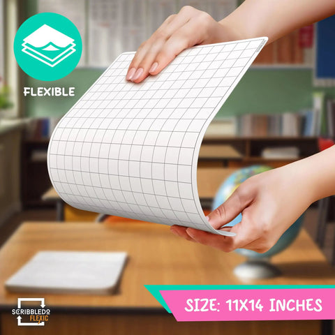 Flexible 11x14 Dry Erase Sheets For Math Practice With Quad Graph Whiteboard Sheets Classroom Pack Of 10 in hand display