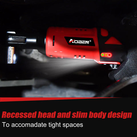 Kickass 3 8 Cordless Ratchet Wrench Kit Packing 40 Ft Lbs Of Beefy Torque With Variable Speed Trigger, recessed head for tight spaces.