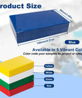 Top Tier Microscope Slide Storage Box With Heavy Duty Foam Liner Keeps Twenty Five Glass Slides Secure And Scratch Free Pack Of Five shown in blue with dimensions 140mm x 88mm.