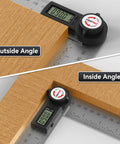 Digital Angle Finder Protractor In Stainless Steel, 7 Inch 200mm, measuring outside inside angles, laser etched ruler, high precision
