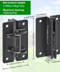 Built Like A Tank Bolt On Gate Hinges Heavy Duty 1000 Lbs Anti Sag L Shaped with measurements and features displayed.