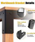 Beefy 8 Pack Workbench Corner Brackets Kit For DIY Tables And Shelves, 2x4 Steel L Brackets For Woodworking Benches, installed view