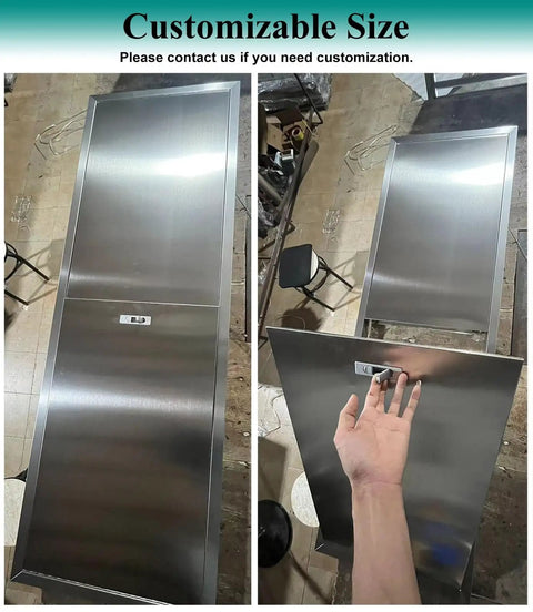 Stainless Steel Access Panel Featuring A Straight Up Smooth Operation Dead Simple Push Button Latch For No Sweat Drywall Ceiling Or Wall Install Solid Attic Plumbing Inspection Hatch Covers Ninety By Ninety Centimeter Openings Hits The Sweet Spot Always, showing smooth latch and customizable size.