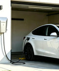 Tough As Nails 304 Stainless Steel EV Charger Enclosure installed next to a white car in a garage, ensuring weather protection.