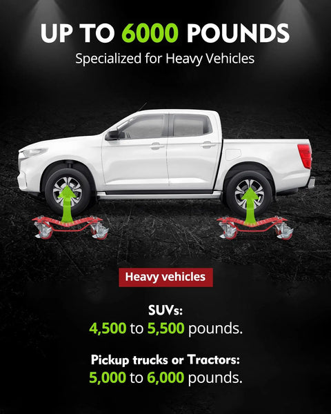 Tough As Nails Wheel Dolly Set Of Four For Moving Cars Trucks And Trailers Handling Six Thousand Pounds, supporting heavy pickup trucks.