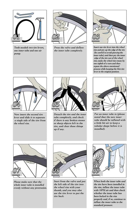 Step-by-step guide to installing Heavy Duty Butyl Inner Tubes 12.5x2.25 2 Pack With Angled Valves And 2 Tire Levers