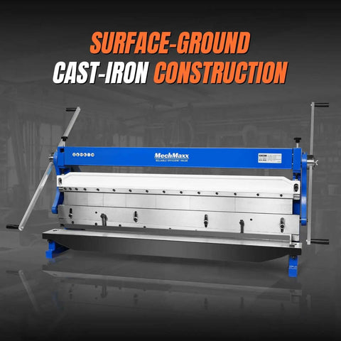 52-Inch 3-In-1 Pan And Box Brake With Slip Roll, Shear, And Bending Machine, Cast-Iron Construction, Model MMCB5220