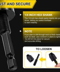 Close-up of a two-piece keyless drill chuck adapter set with 1/4-inch hex shank for impact drivers (Amazon)