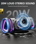 Portable Bluetooth Speaker With LED Light, Outdoor Waterproof Speaker shown with visual sound waves and vibrant LED lighting effect
