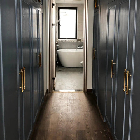 Heavy Lifter Crystal Cabinet Handles Set Of Two Dang Sturdy Zinc Alloy Gold on modern blue cabinets in hallway