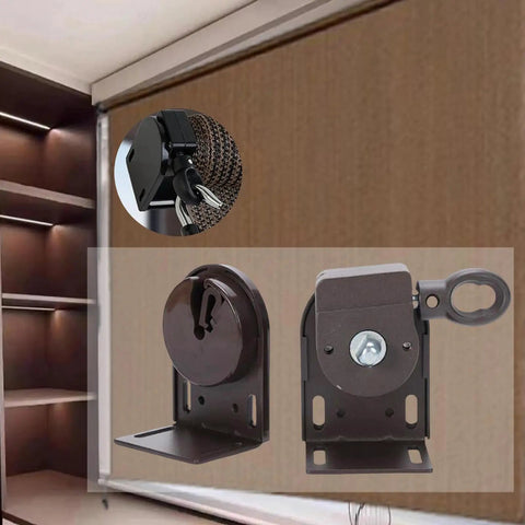 Exterior Sun Shade Mounting Brackets Replacement Kit For Cordless Crank System No Drill Needed Ideal For Balcony Porch Yard Backyard Brown Powder Coat Durable Weather Resistant Hardware With Screws Included Easy Install Secure Fit
