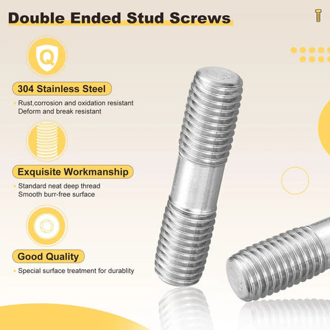 Premium Double End Threaded Stud Screws For Heavy Duty Electrical Appliances And Industrial Lamp Assembly in 304 stainless steel.