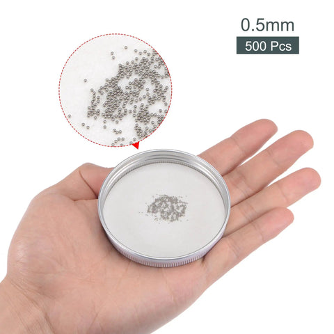Top Shelf 304 Stainless Steel Precision Bearing Balls Set Featuring Grade G25 Tolerance and Hella Smooth Operation Built Tough for Heavy Duty 0.5mm 500 pcs in hand.