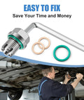 Badass Oversize Piggyback Oil Drain Plug M12.1 1.25 Thread Fifteen Millimeter Long Stainless Steel 304 with seal rings and wrench.