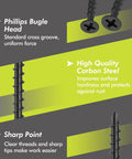 Heavy Duty Wood Screw Set 200Pcs Assortment Kit with Phillips Bugle Head and sharp point details