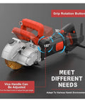 Heavy Hitter 4800 Watt Electric Wall Chaser And Concrete Groove Cutter Featuring Laser Aim System Adjustable Comfort Handle and Tough 133Mm Blade for Crack Free Masonry Jobs with adjustable grip handle showcased.