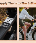 8 Pack E Bike Class 2 Identification Sticker Set For 750W 20MPH Rating Waterproof Vinyl Decals on eBike frame