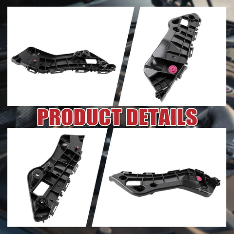 Four-angle views of a black plastic front bumper bracket retainer for Toyota RAV4 (2013–2018).