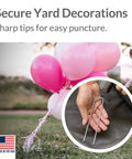 Beefy 200 Pack Garden Landscape Staples Galvanized 6 Inch Pins Anti Rust 11 Gauge Steel securing pink balloons on lawn