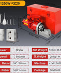 Heavy Duty Electric Hydraulic Rebar Cutter 1250W 110V Sparks Free Fast Cut In About Three Seconds Cuts Up To Three Quarters Inch 6 20 mm Steel Rebar Perfect For Concrete Construction Industrial Grade Reliable Performance with red casing and specifications.
