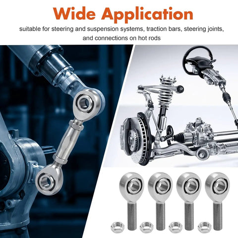 Shop Built Hot Rod Hardware Featuring Half Inch Chromoly Heim Joint Rod Ends for steering, suspension, and traction bar applications.