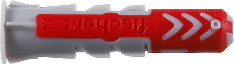 Universal Dual Action Nylon Wall Anchors For Drywall And Solid Surfaces Fits Four To Six Screw Sizes One Inch Long close-up view of heavy-duty nylon wall anchor with red markings