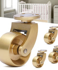 Heavy Duty Antique Brass Casters close-up with smooth glide wheels for furniture in a nursery setting.