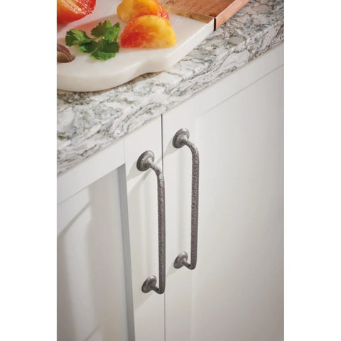 Tough As Nails Rustic Cup Pull Handle For Kitchen Cabinets Designed For The Daily Grind Smooth Glide Action on white cabinets.