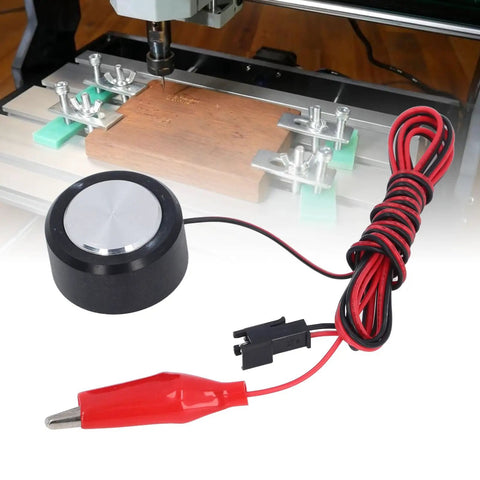 Z Axis Tool Probe Block For Fast Height Setting On 3 Axis CNC Routers And Milling Engraving Machines Easy Tool Exchange With Height Measurement Block Made From ABS And Alloy Steel, shown with wiring and round design