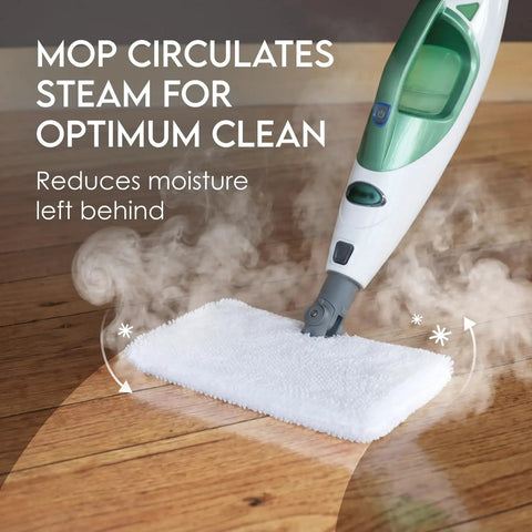 Pro Grade Replacement Microfiber Pads For Steam Mops 4 Pack in use on hardwood floor, steam cleaning, fits Series S3500 S2901 S2902