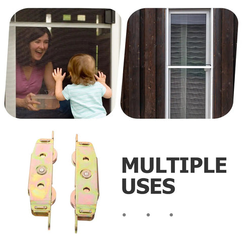 Heavy Duty Sliding Door Window Roller Pair Slick Glide Tandem Pulley Wheels For Older Sash Tracks No Sweat Diy Fix displayed with a family interaction.