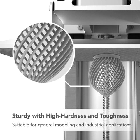 Top Shelf Abs Look Matte Gray Resin For 3D Printers Featuring Fast Uv Curing Photopolymer 1kg bottle with detailed print.