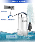 Heavy Duty Submersible Sump Pump Featuring Solid Stainless Steel Build And Smooth 5500 GPH Drainage for efficient water removal