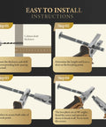 Easy to install instructions for Solid As Nails 5 Pack Square Cabinet Knobs Brushed Brass Finish, featuring four steps.