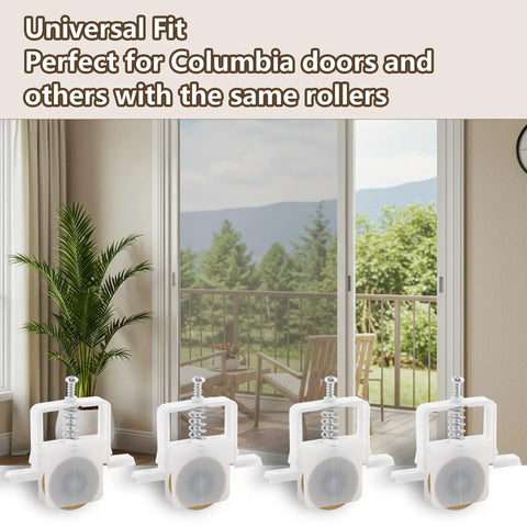 Four Pack Sliding Screen Door Rollers Replacement For Standard Doors, 1 Inch Concave Steel Ball Bearing Wheels with view of patio
