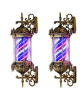Knockout Rotating Barber Shop Open Sign Led Outdoor Wall Lamp With Red White Blue Stripes, 30-in waterproof design