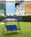 Beige Outdoor Swing Canopy Replacement Cover For Two Thirds Seat Patio Porch Chair Waterproof Sun Shade With Tear Resistant 210D Oxford Fabric And Silver Coated Lining All Weather Ready Great For Garden Yard Park Furniture with weather conditions