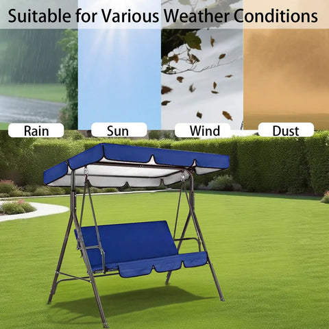 Beige Outdoor Swing Canopy Replacement Cover For Two Thirds Seat Patio Porch Chair Waterproof Sun Shade With Tear Resistant 210D Oxford Fabric And Silver Coated Lining All Weather Ready Great For Garden Yard Park Furniture with weather conditions